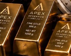 Apex Research Labs Co. branded 1000g fine gold bars