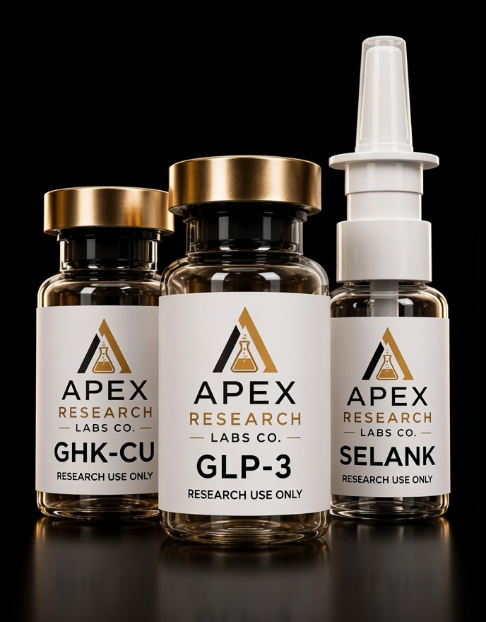 Apex Research Labs Co. GHK-Cu, GLP-3 and Selank research vials